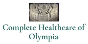 Complete Woman’s Health of Olympia logo – proud sponsor of the Women Rock! concert, supporting women’s health and empowerment.