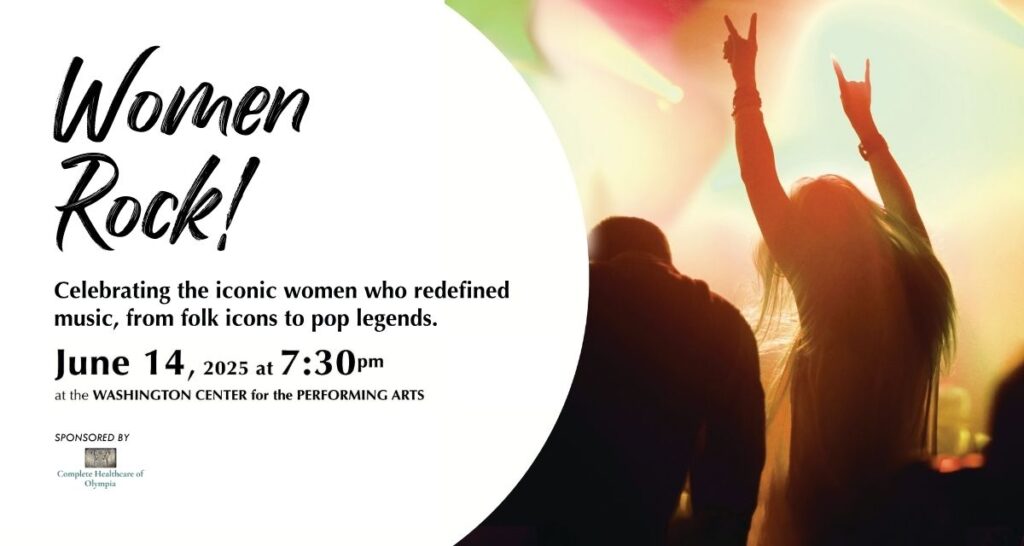 Women Rock event poster for June 14, 2025 concert celebrating iconic women in music at the Washington Center