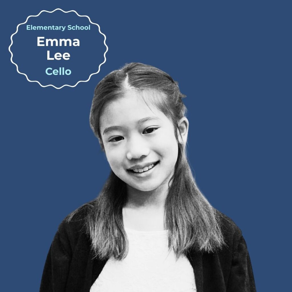 Photo of Emma Lee, elementary school winner of the 2025 Youth Music Competition, presented by Masterworks Choral Ensemble.