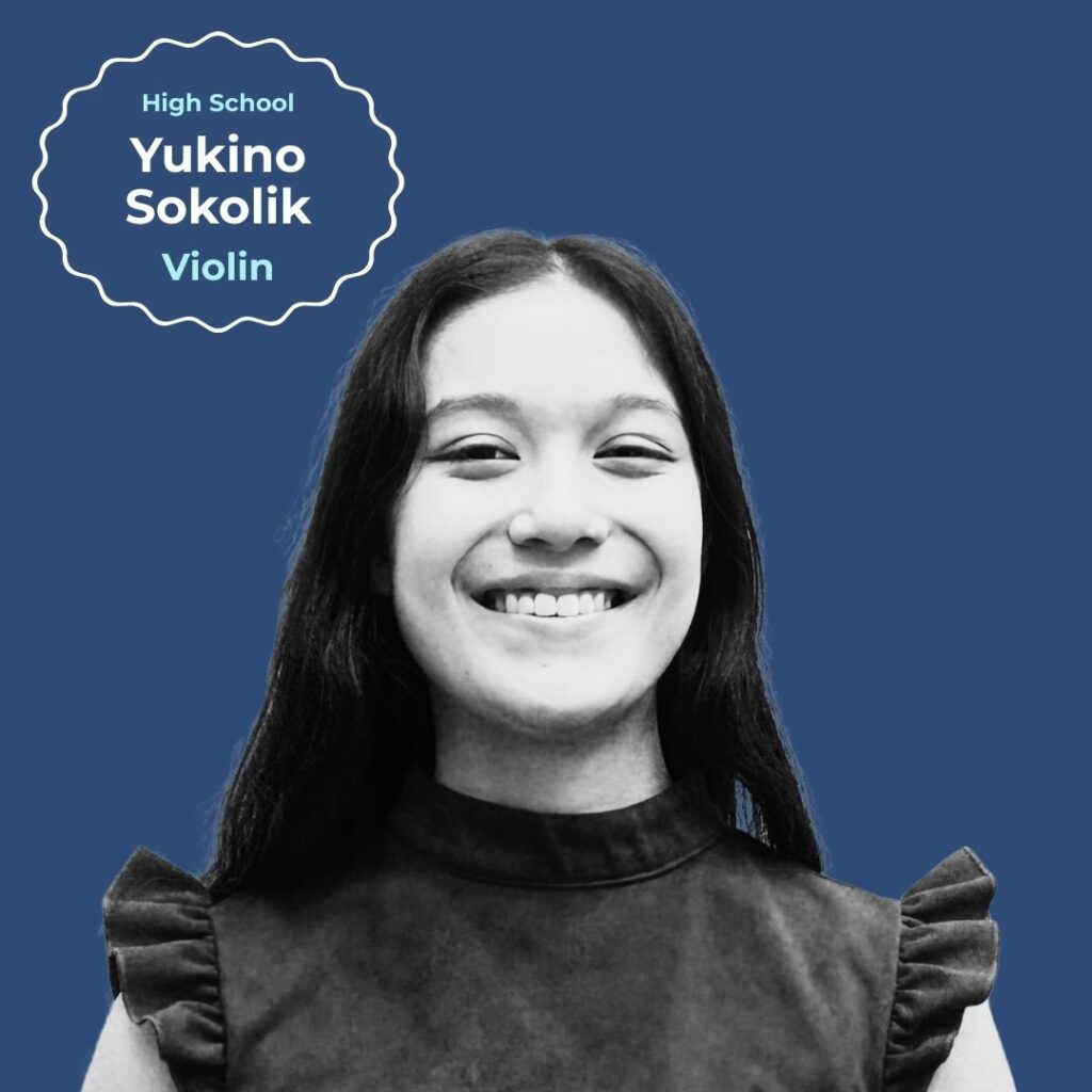 Photo of Yukino Sokolik, high school winner of the 2025 Youth Music Competition, presented by Masterworks Choral Ensemble.